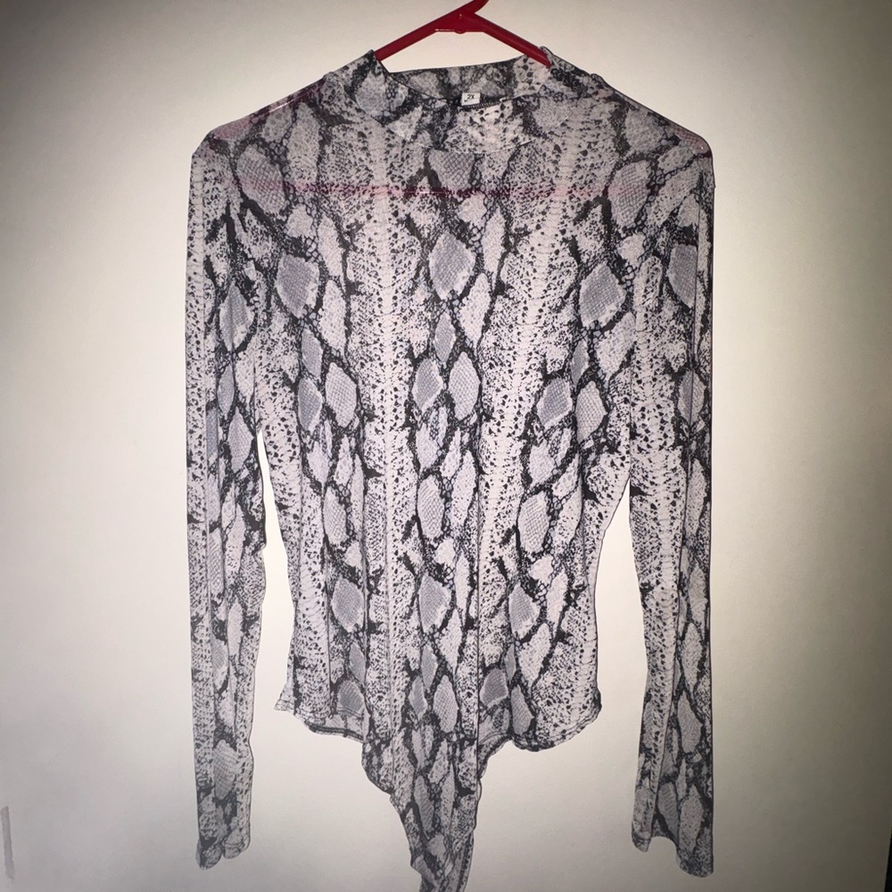 Snakeskin Print Long Sleeve Bodysuit
